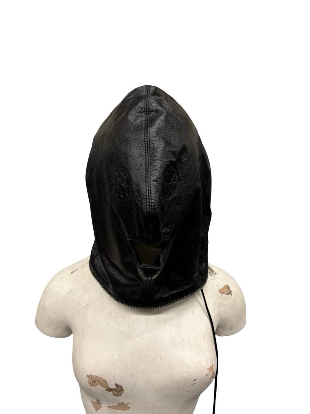 Black Real Leather Genuine Bondage Hood head mask cosplay